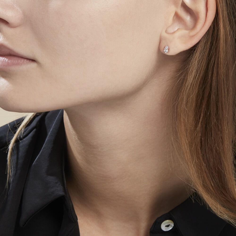 Boucles D'oreilles Puces Almira Argent Blanc Oxyde De Zirconium - Puces Femme | Marc Orian