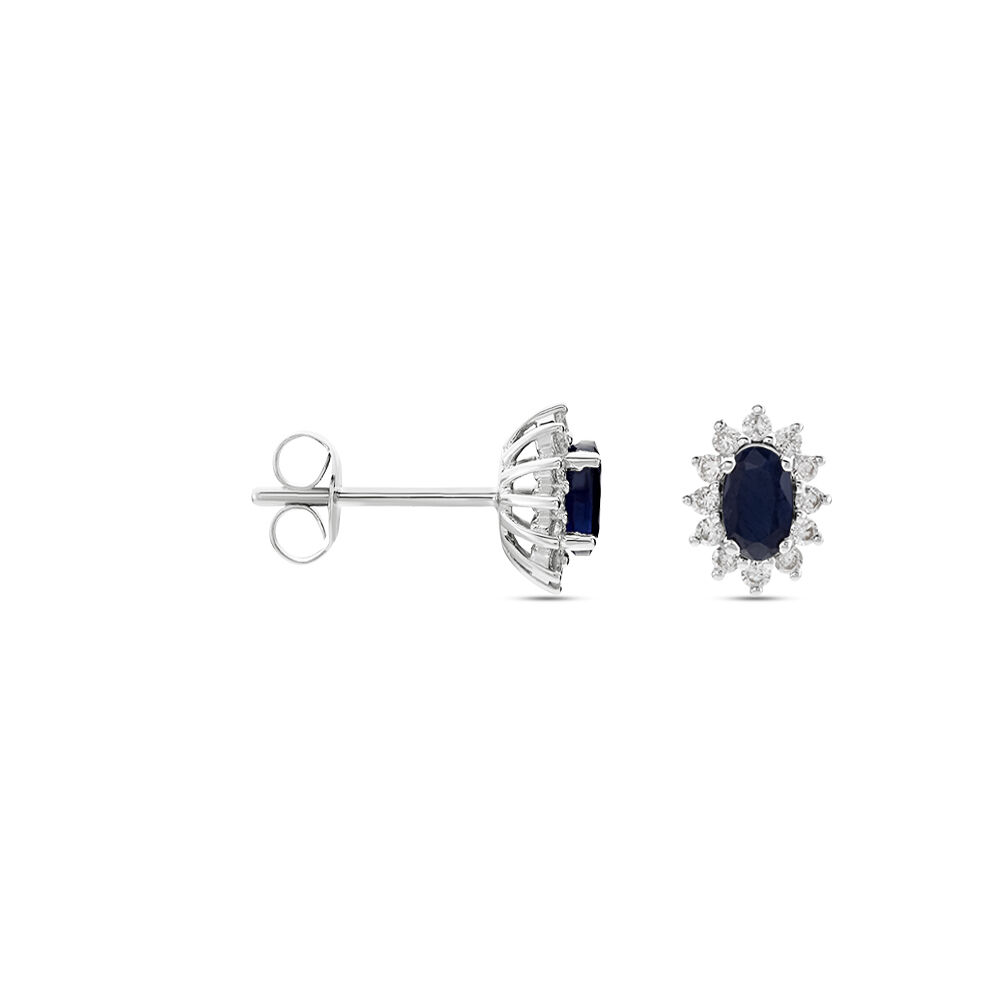 Boucles D'oreilles Puces Vladimir Or Blanc Saphir Diamant -  Femme | Marc Orian