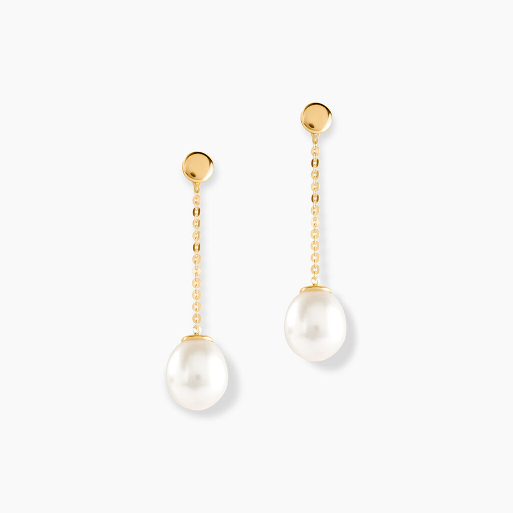 Boucles D'oreilles Pendantes Valera Or Jaune Perle De Culture - Boucles d'oreilles mariage Femme | Marc Orian