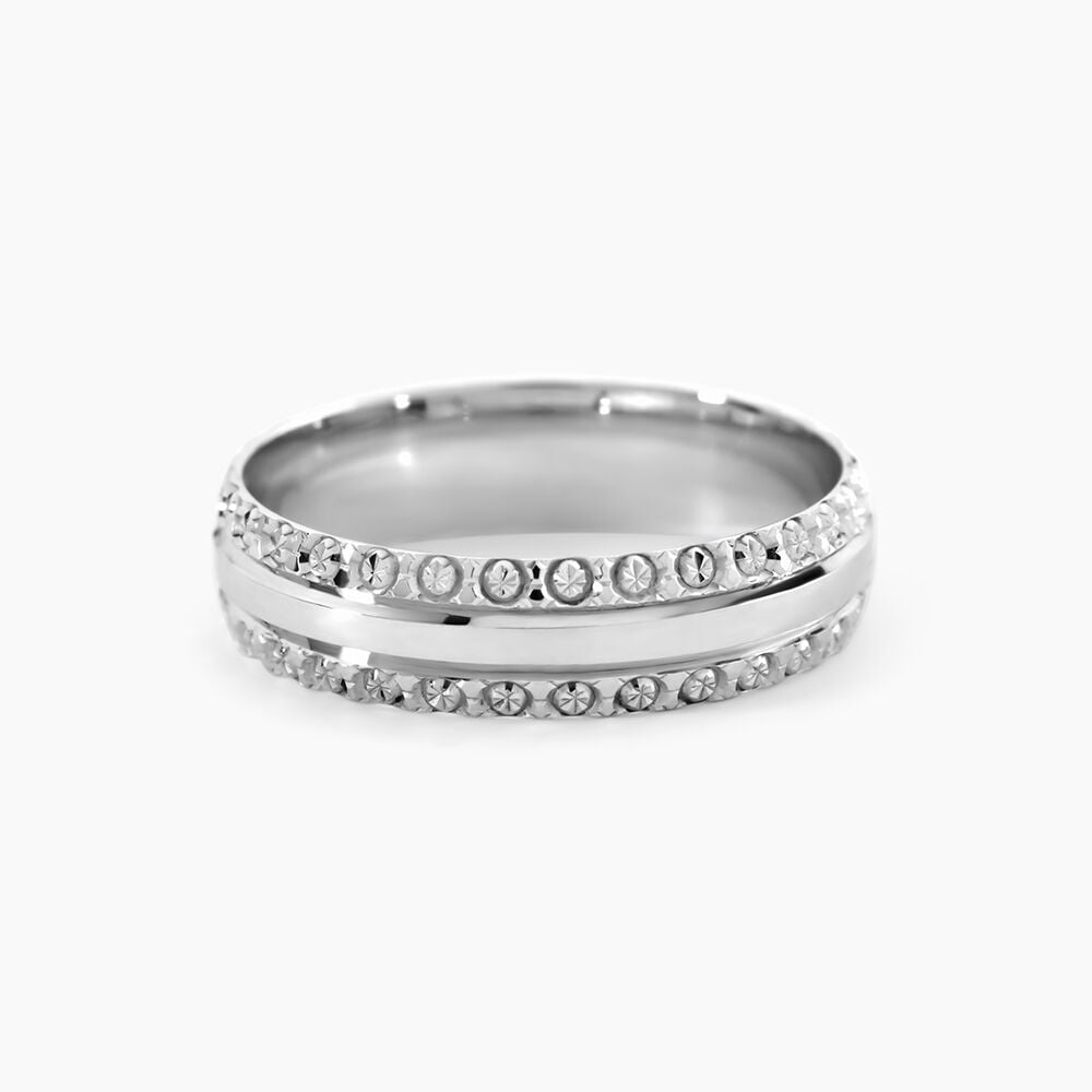 Alliance June 2 Rangs Diamantee Demi Jonc Classique Or Blanc - Alliances duo Unisex | Marc Orian