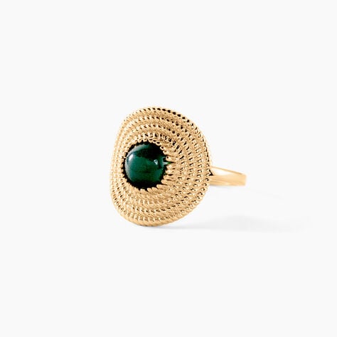 Bague Plaqu&eacute; Or Ilia Ronde Perle Pierre Verte - Bagues de promesse Femme | Marc Orian
