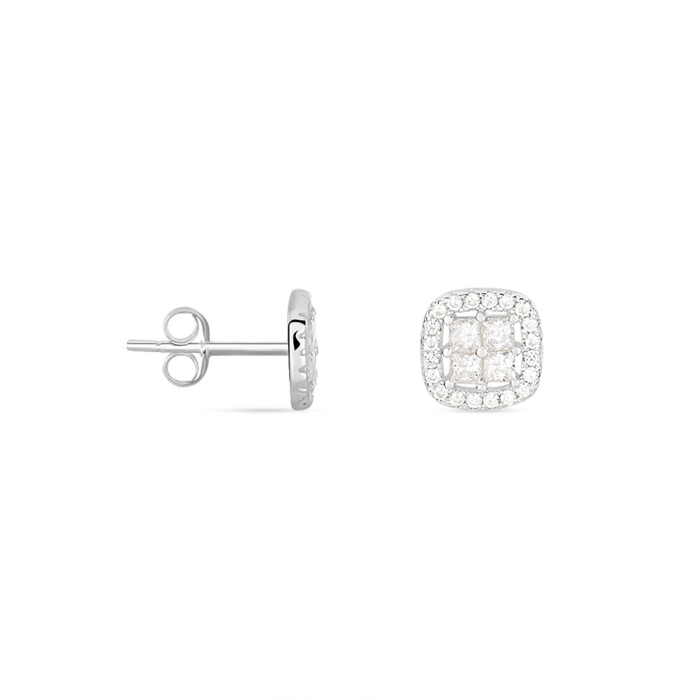 Boucles D'oreilles Puces Justina Argent Blanc Oxyde De Zirconium - Puces Femme | Marc Orian