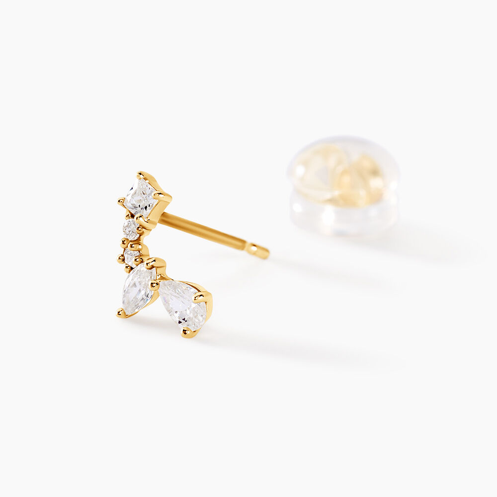 Boucles D'oreilles Puces Tyr Or Jaune Oxyde De Zirconium - Puces Femme | Marc Orian