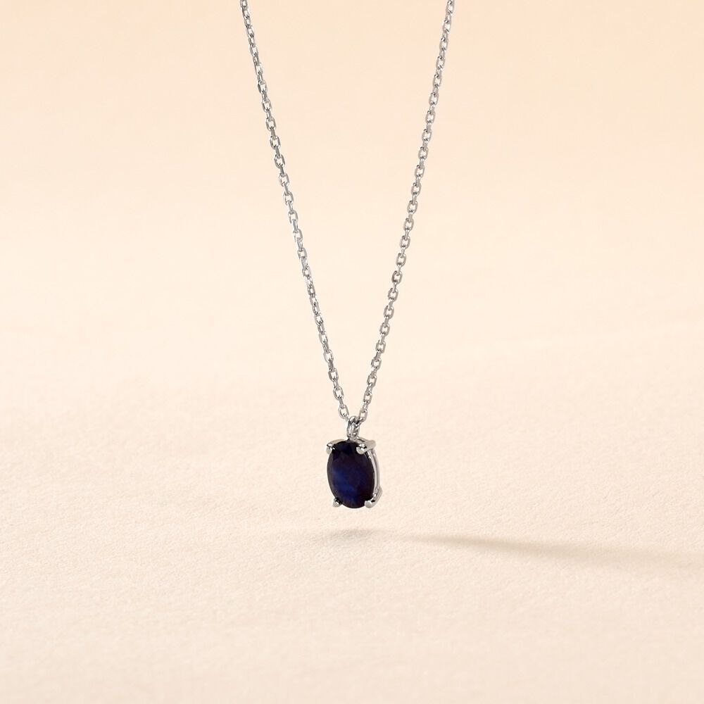Collier Ovale Or Blanc Saphir - Colliers avec pierres Femme | Marc Orian