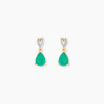 Boucles D'Oreilles Puces Porfirio Or Jaune Emeraude Diamant - Boucles d'oreilles mariage Femme | Marc Orian