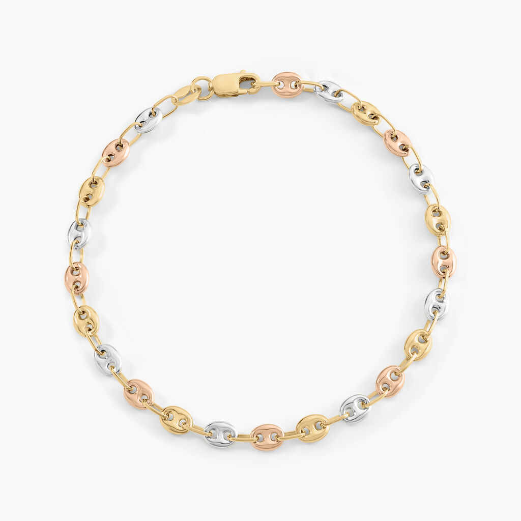 Bracelet Dami Maille Grain De Café Or Tricolore - Bracelets mailles Femme | Marc Orian