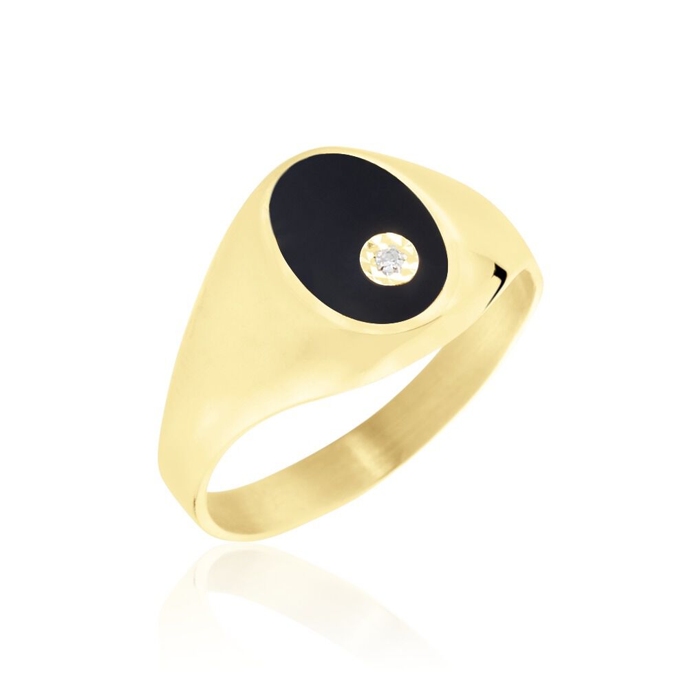 Chevali&egrave;re Giles Or Jaune Onyx Diamant - Chevali&egrave;res Homme | Marc Orian