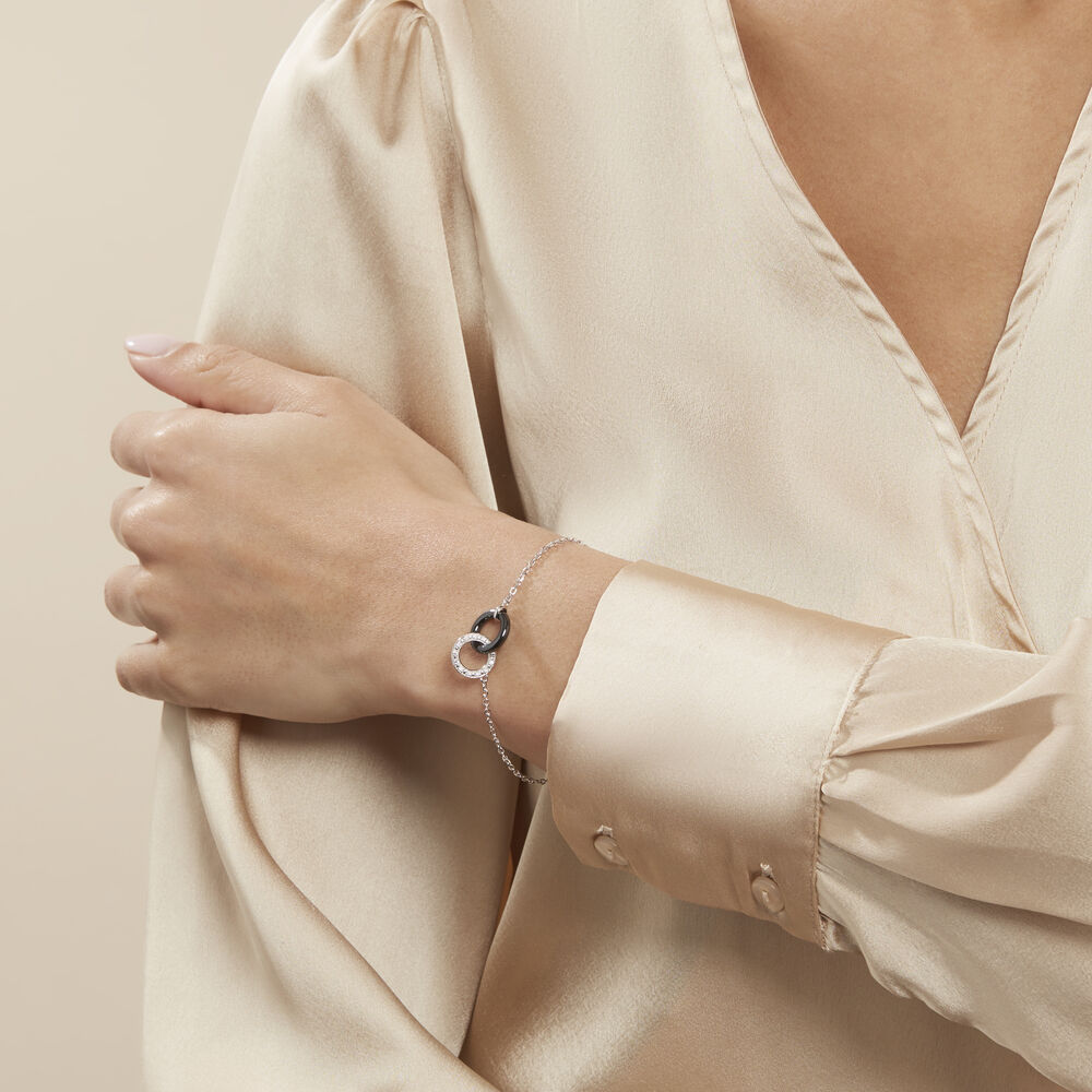 Bracelet Dina Argent Blanc Céramique Et Oxyde De Zirconium - Bracelets Anneaux Entrelaces Femme | Marc Orian