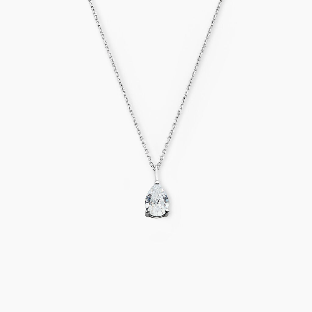 Collier Goutte Or Blanc Oxyde De Zirconium - Colliers avec pierres Femme | Marc Orian