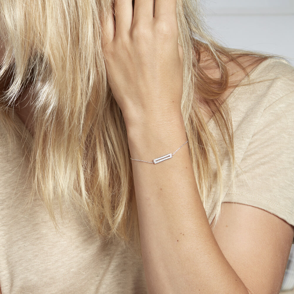 Bracelet Argent Blanc Damiette Oxyde De Zirconium - Bracelets chaînes Femme | Marc Orian