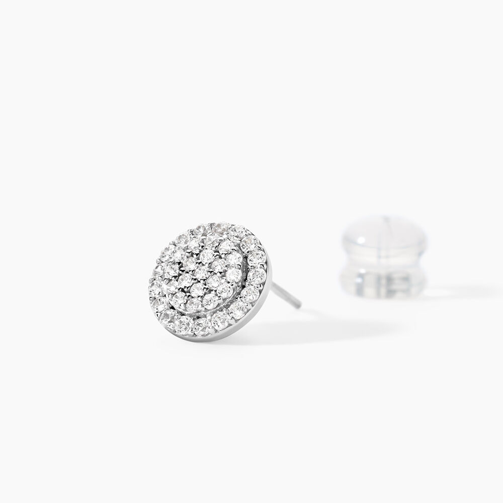 Boucles D'oreilles Puces Classic Or Blanc Oxyde De Zirconium - Puces Femme | Marc Orian
