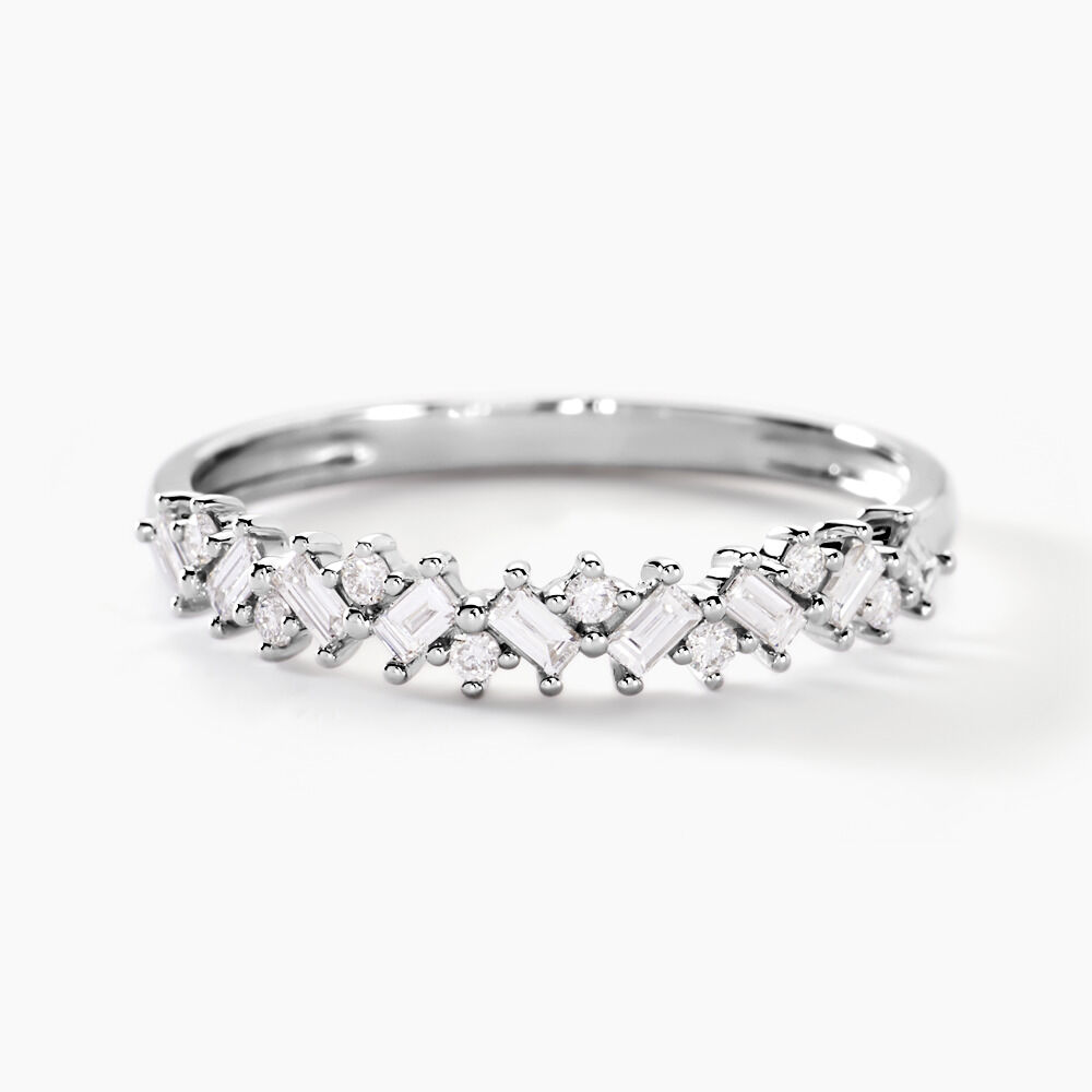 Alliance Vicentius Or Blanc Diamant Synth&eacute;tique - Alliances avec pierres Femme | Marc Orian