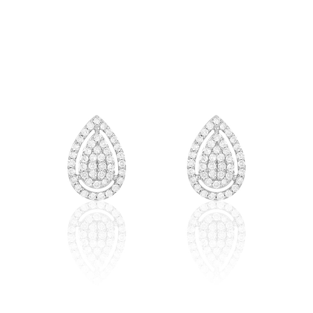 Boucles D'oreilles Puces Izia Or Blanc Diamant -  Femme | Marc Orian