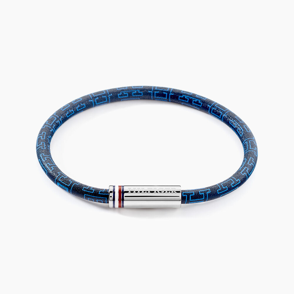Bracelet Tommy Hilfiger Printed Cord Cuir De Veau Bleu - Bracelets cuir Homme | Marc Orian