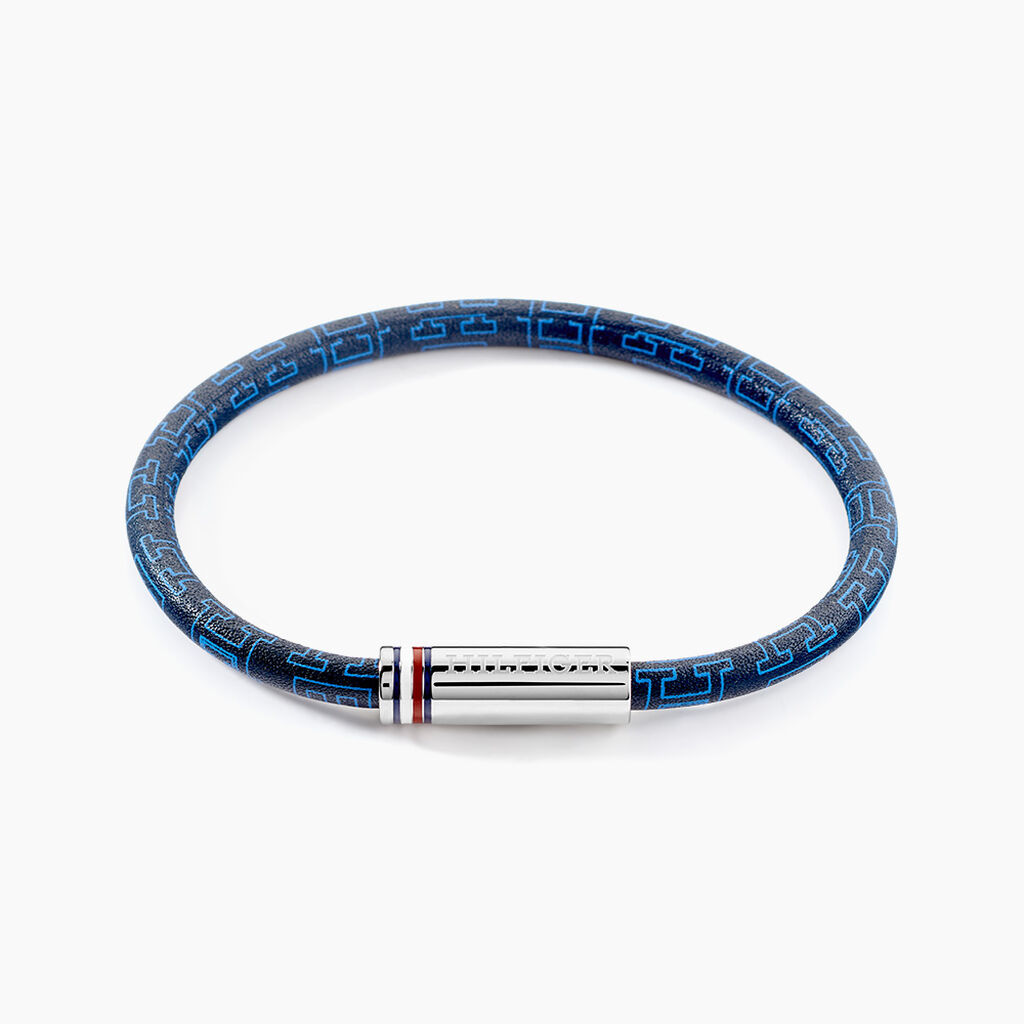 Bracelet Tommy Hilfiger Printed Cord Cuir De Veau Bleu - Bracelets cuir Homme | Marc Orian