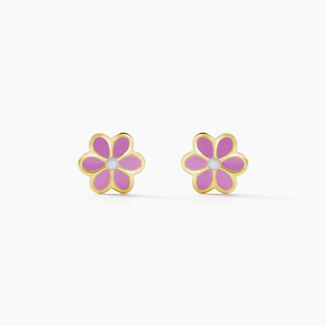 Boucles D'oreilles Puces Or Jaune Talia Email - Puces Enfant | Marc Orian