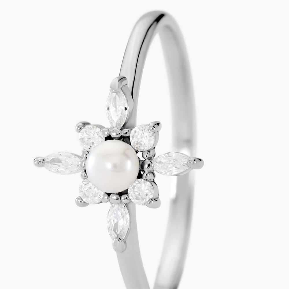 Bague Rhoda Argent Blanc Perle De Culture Oxyde De Zirconium - Bagues de promesse Femme | Marc Orian