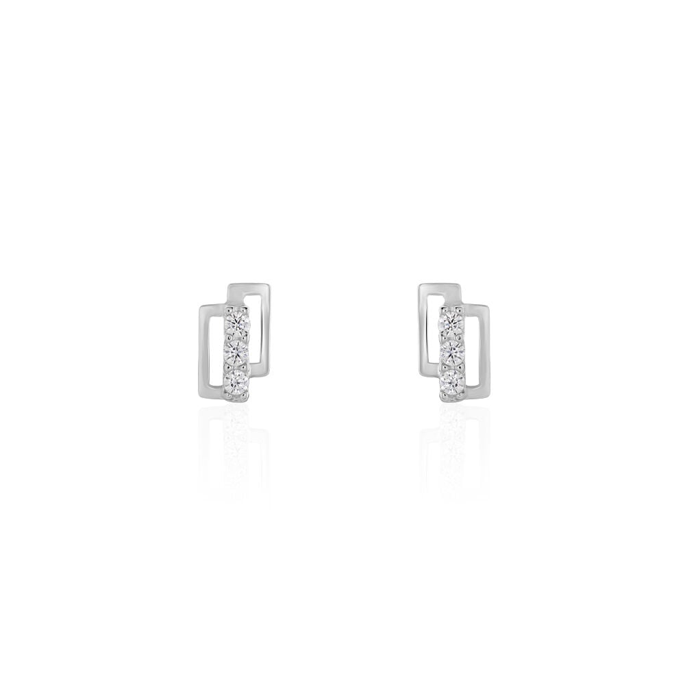 Boucles D'oreilles Puces Youssa Barrettes Or Blanc Oxyde De Zirconium - Puces Femme | Marc Orian