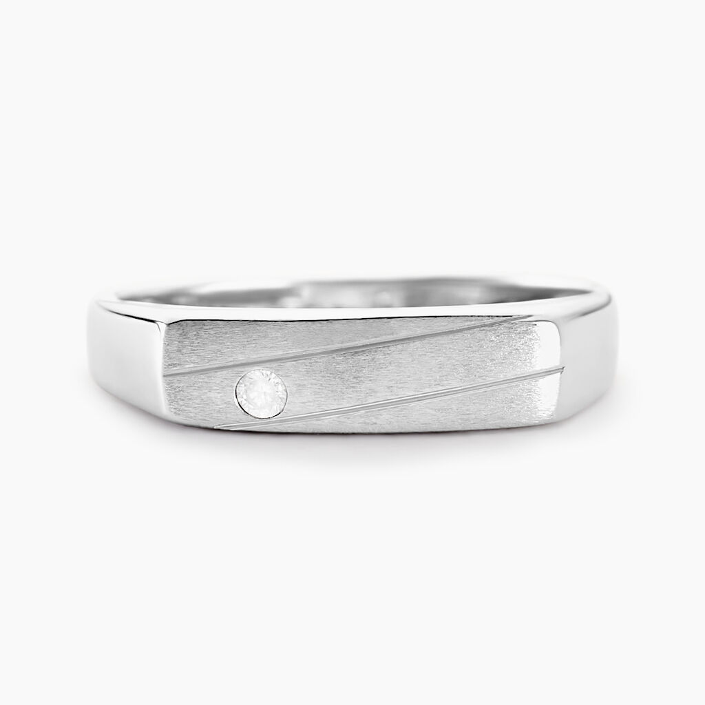Chevalière Michel Argent Blanc Oxyde De Zirconium - Chevalières Homme | Marc Orian