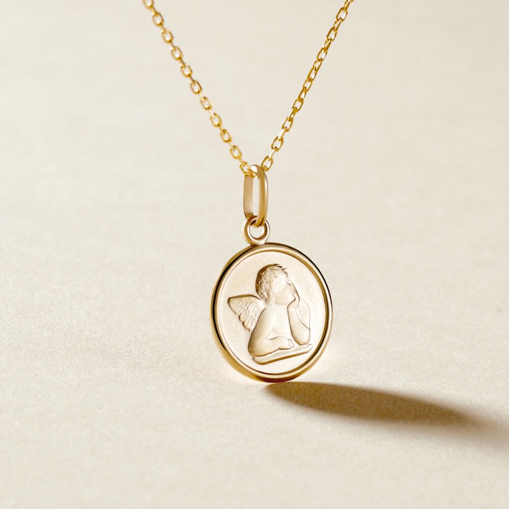 Pendentif Ange Rond Or Jaune - Médailles et médaillons Famille | Marc Orian