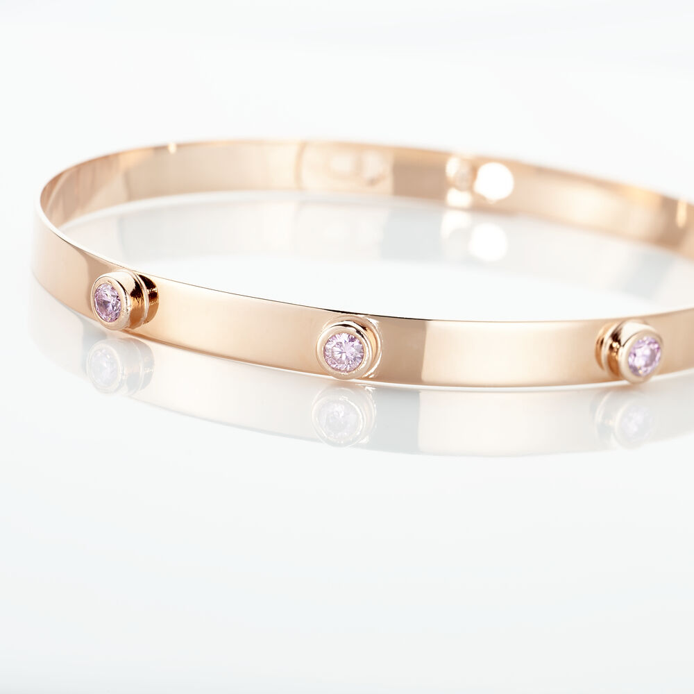 Bracelet Jonc Aleksandra Argent Rose Oxyde De Zirconium - Bracelets joncs Femme | Marc Orian