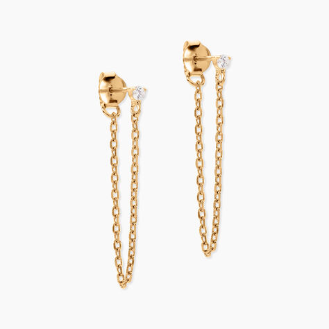 Boucles D'oreilles Pendantes Plaqu&eacute; Or Lienard Oxydes De Zirconium - Pendantes Femme | Marc Orian