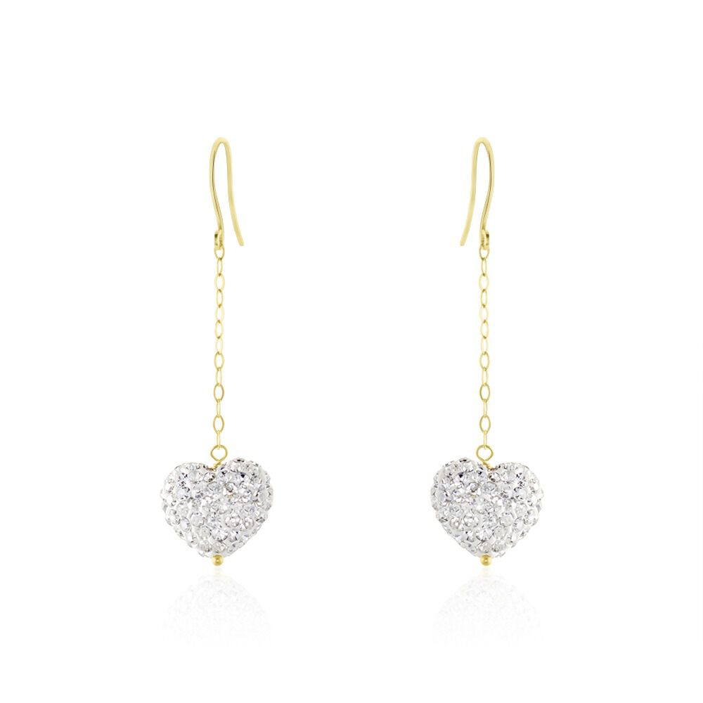 Boucles D'oreilles Pendantes Messaouda Or Jaune Strass - Pendantes Femme | Marc Orian