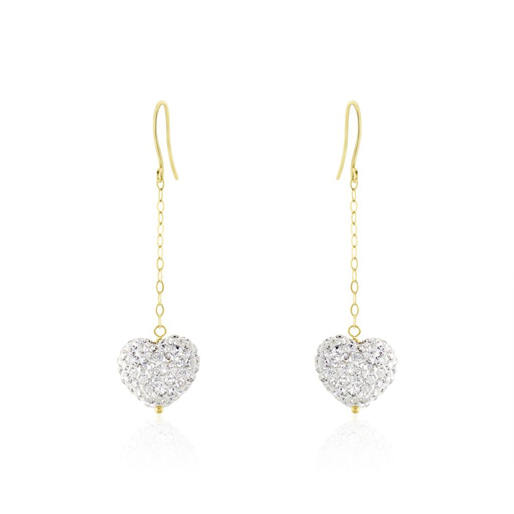 Boucles D'oreilles Pendantes Messaouda Or Jaune Strass - Pendantes Femme | Marc Orian