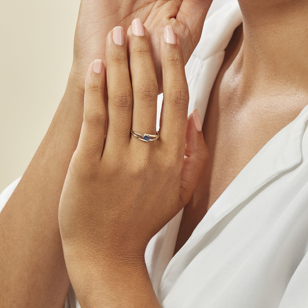 Bague Sylvene Or Bicolore Saphir - Solitaires Femme | Marc Orian