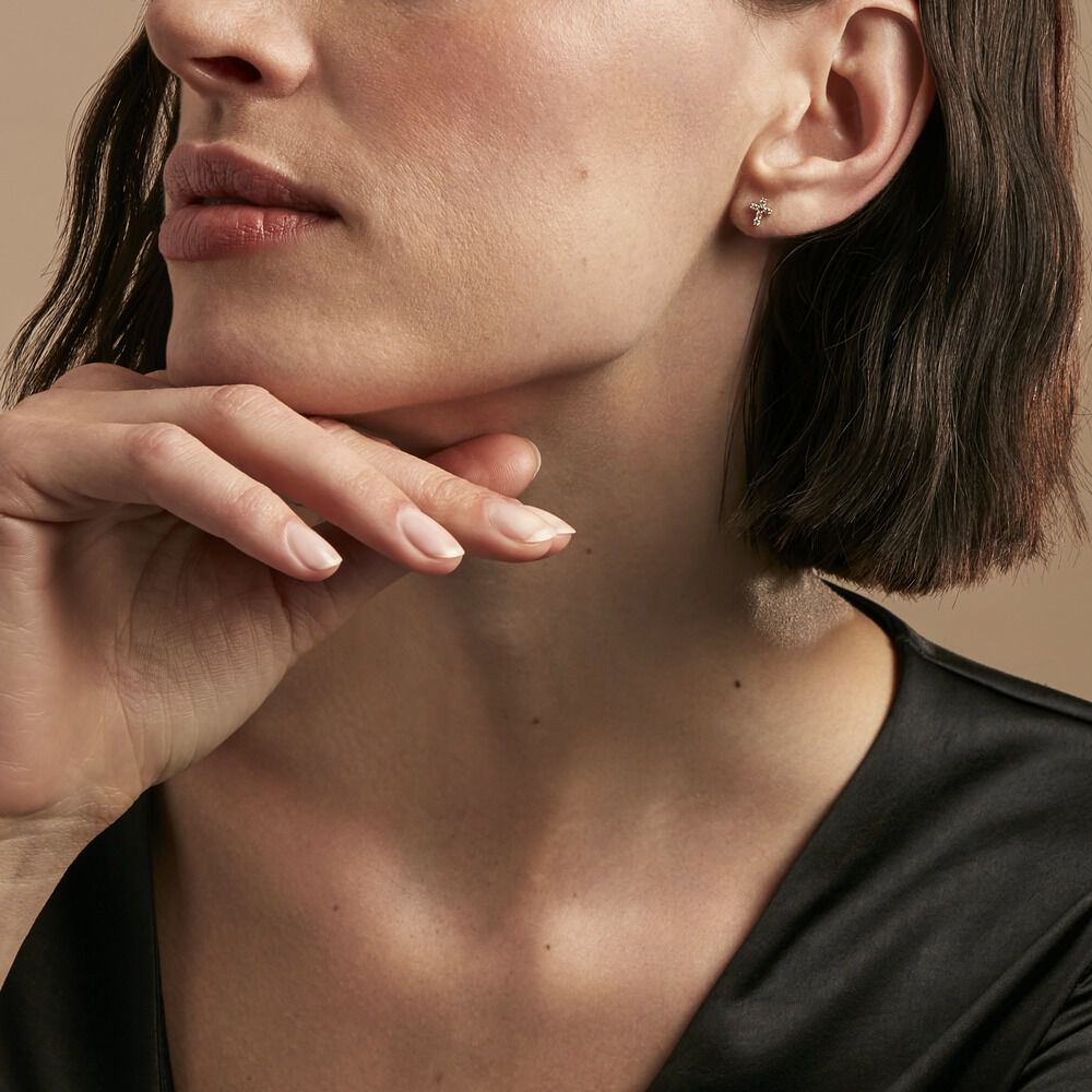 Boucles D'oreilles Puces Luna Or Jaune Oxyde De Zirconium - Puces Femme | Marc Orian