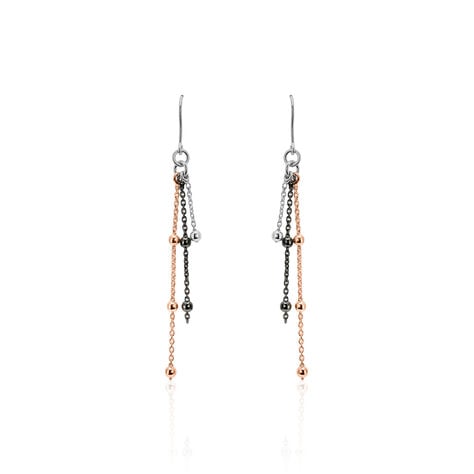 Boucles D'oreilles Pendantes Anfel Argent Tricolore - Pendantes Femme | Marc Orian
