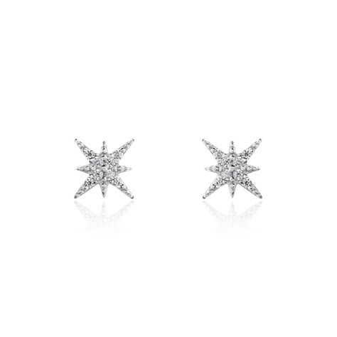 Boucles D'oreilles Puces Or Blanc Astrale Oxyde De Zirconium - Puces Femme | Marc Orian