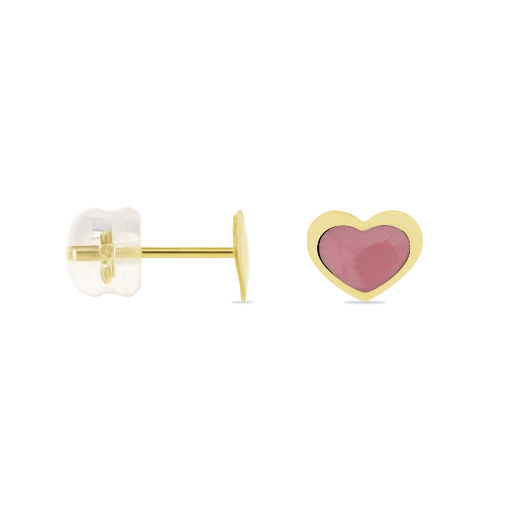 Boucles D'oreilles Puces Coeurs Or Jaune - Puces Enfant | Marc Orian