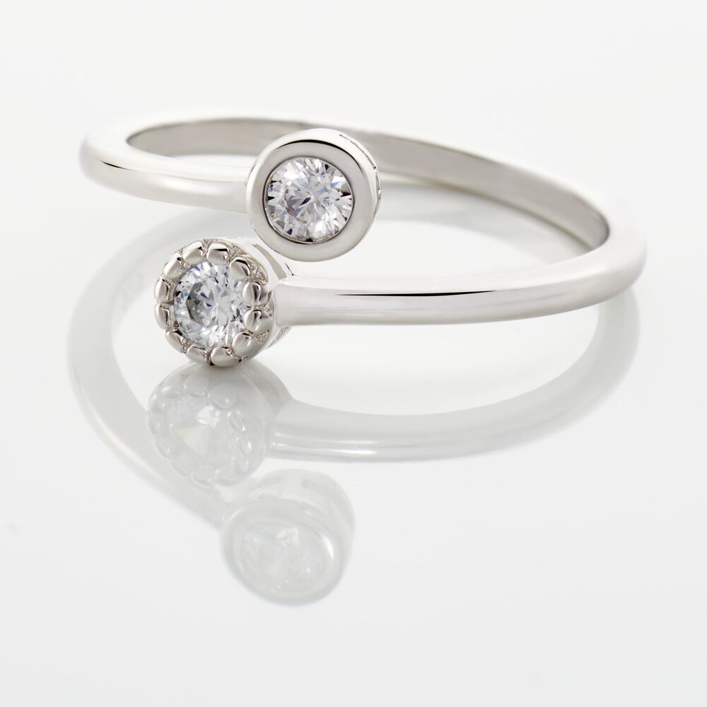 Bague Ajustable Mechte 1 Argent Blanc Oxyde De Zirconium - Bagues avec pierre Femme | Marc Orian