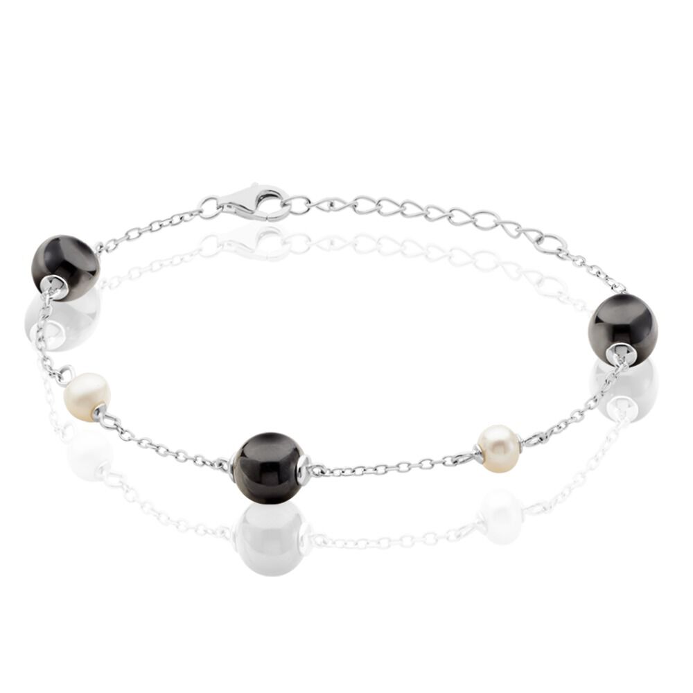 Bracelet Lucia Cera Argent Blanc Perle De Culture Et C&eacute;ramique - Bracelets fantaisie Femme | Marc Orian