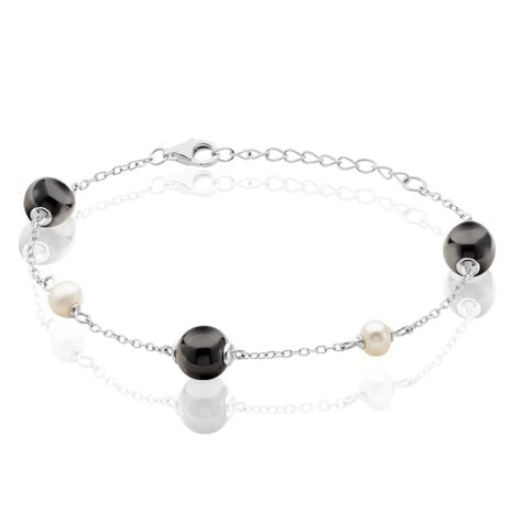 Bracelet Lucia Cera Argent Blanc Perle De Culture Et C&eacute;ramique - Bracelets fantaisie Femme | Marc Orian