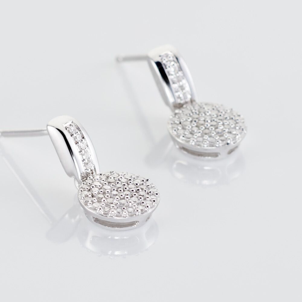 Boucles D'oreilles Pendantes Lisyae Or Blanc Diamant - Pendantes Femme | Marc Orian