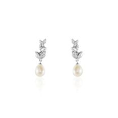 Boucles D'oreilles Pendantes Giambattista Argent Blanc Perle Et Oxyde - Boucles d'oreilles Pendantes Femme | Marc Orian