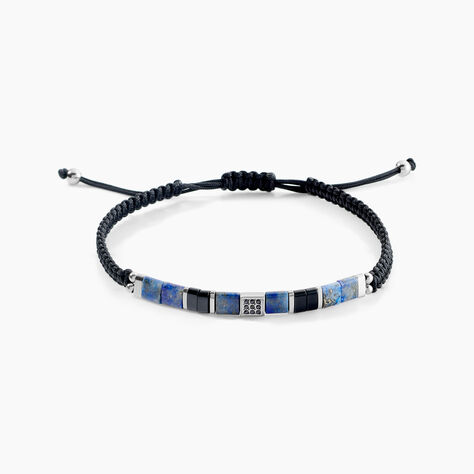 Bracelet Jourdan Jahan Acier Argent&eacute; Lapis Lazuli Agate - Bracelets cordons Homme | Marc Orian
