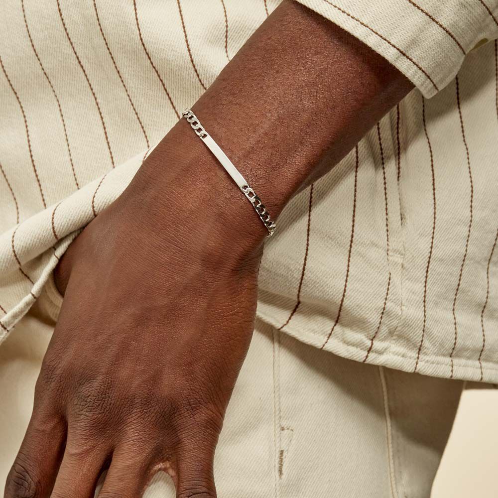 Bracelet Identité Argent Blanc Casper - Gourmettes Homme | Marc Orian