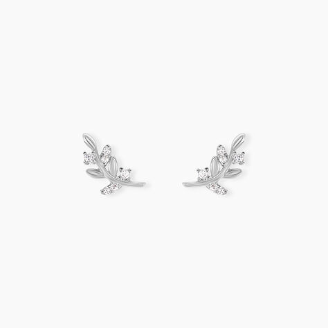 Boucles D'oreilles Puces Evonne Argent Blanc Oxyde De Zirconium - Puces Femme | Marc Orian