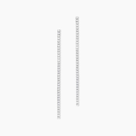 Boucles D'oreilles Pendantes Lou-anne Argent Blanc Oxyde De Zirconium - Pendantes Femme | Marc Orian