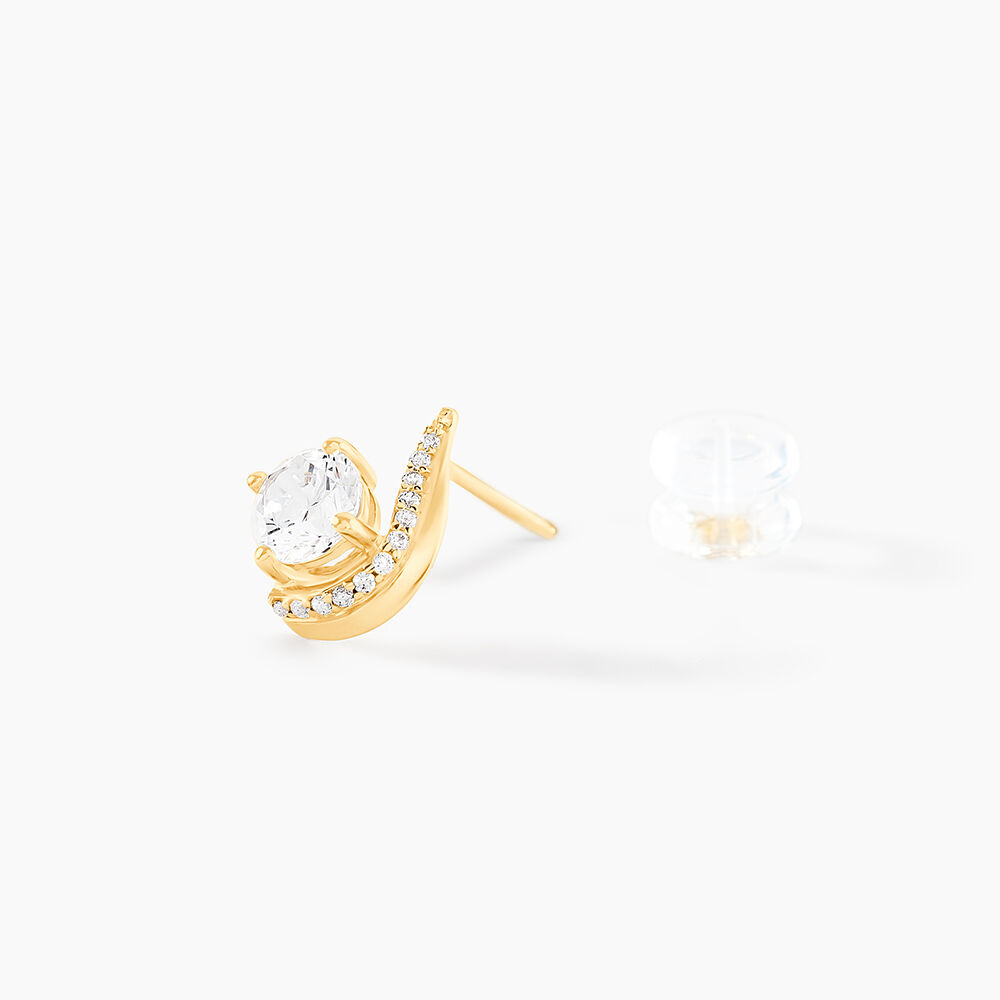Boucles D'oreilles Puces Sevde Or Jaune Oxyde De Zirconium - Puces Femme | Marc Orian