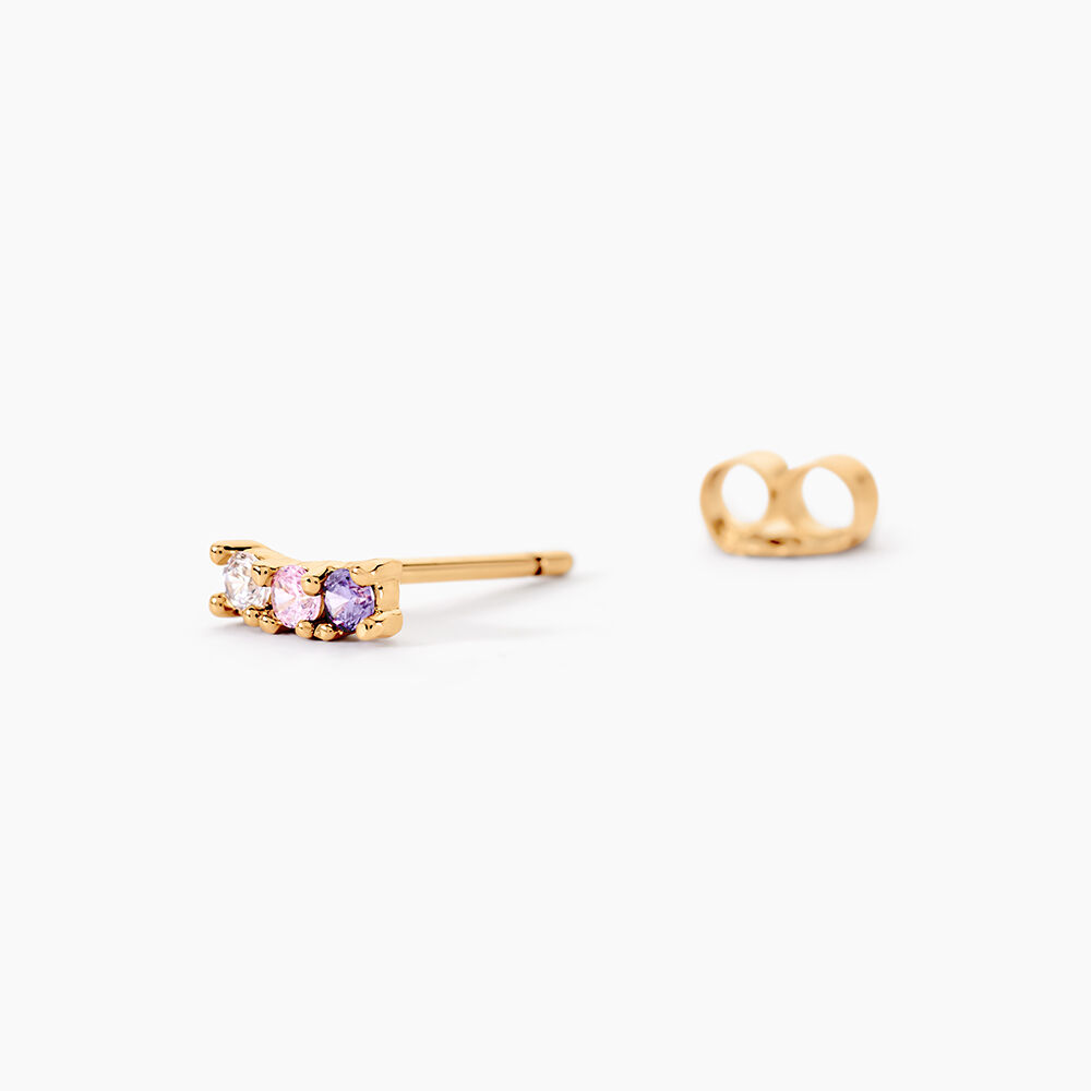 Boucles D'oreilles Puces Plaqu&eacute; Or Jaune Alodia Oxydes De Zirconium - Puces Femme | Marc Orian