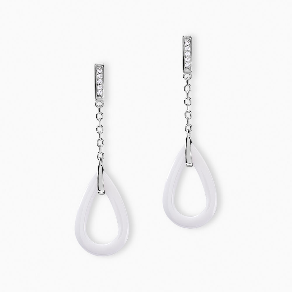Boucles D'oreilles Pendantes Peer Argent Blanc Oxyde De Zirconium - Pendantes Femme | Marc Orian