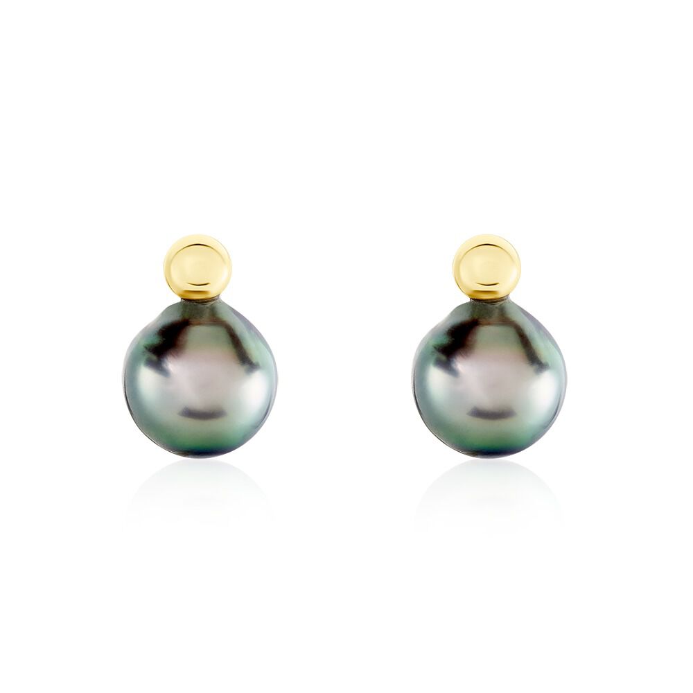 Boucles D'oreilles Puces Baroque Or Jaune Perle De Culture De Tahiti - Puces Femme | Marc Orian