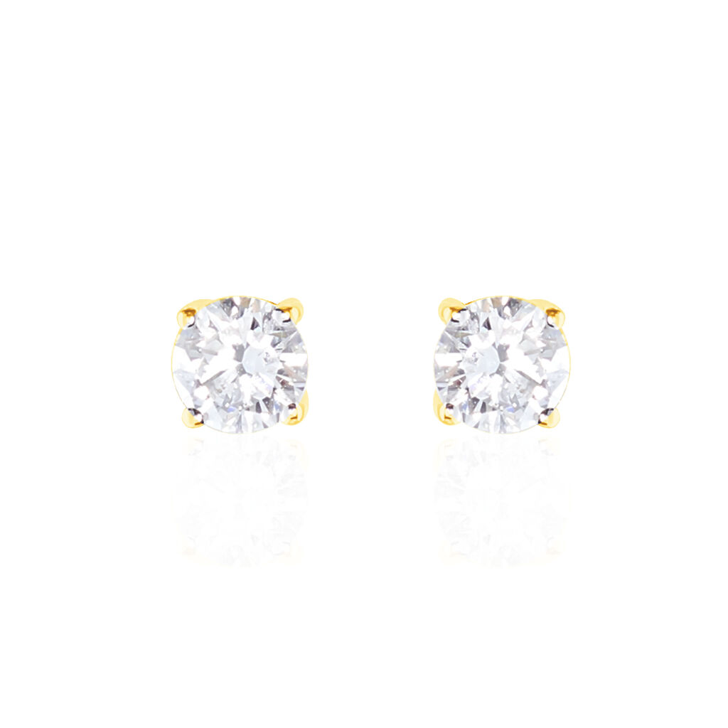 Boucles D'oreilles Puces 4 Griffes Or Jaune Diamant Synthetique - Puces Femme | Marc Orian