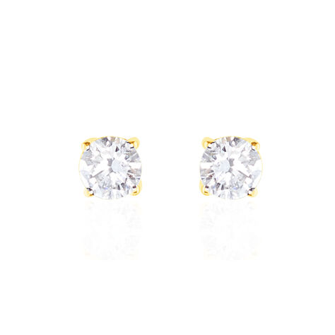 Boucles D'oreilles Puces 4 Griffes Or Jaune Diamant Synthetique - Puces Femme | Marc Orian