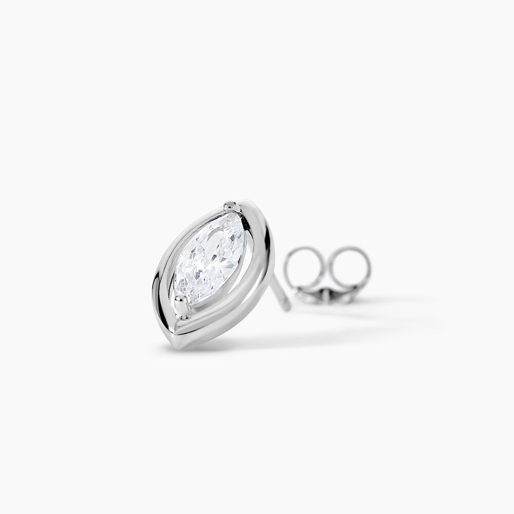 Boucles D'oreilles Puces Arone Argent Blanc Oxyde De Zirconium - Pendantes Femme | Marc Orian