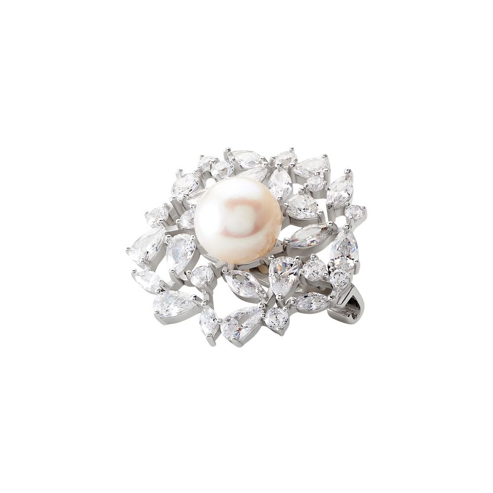 Broche Kaki Argent Blanc Perle De Culture - Broches Femme | Marc Orian